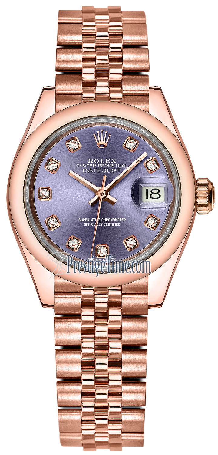 Rolex Lady Datejust 28mm Everose Gold 279165 Aubergine Diamond Jubilee