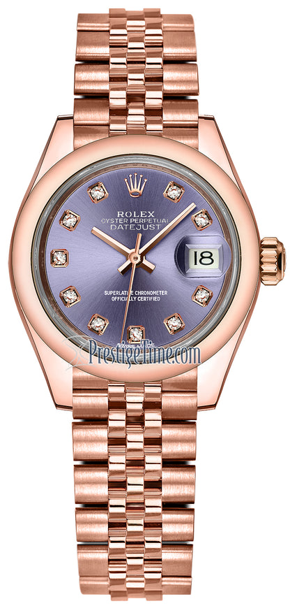 Rolex Lady Datejust 28mm Everose Gold 279165 Aubergine Diamond Jubilee