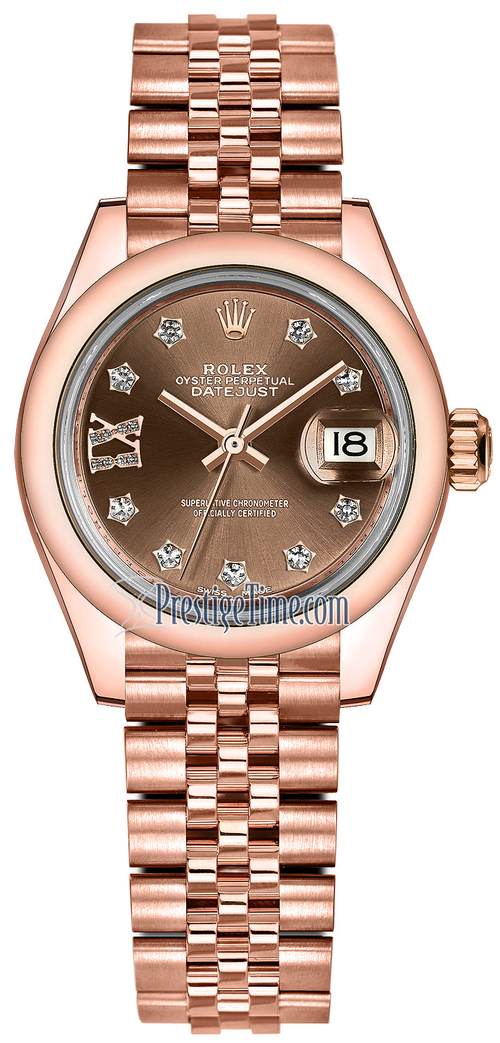 Rolex Lady Datejust 28mm Everose Gold 279165 Chocolate 17 Diamond Jubilee