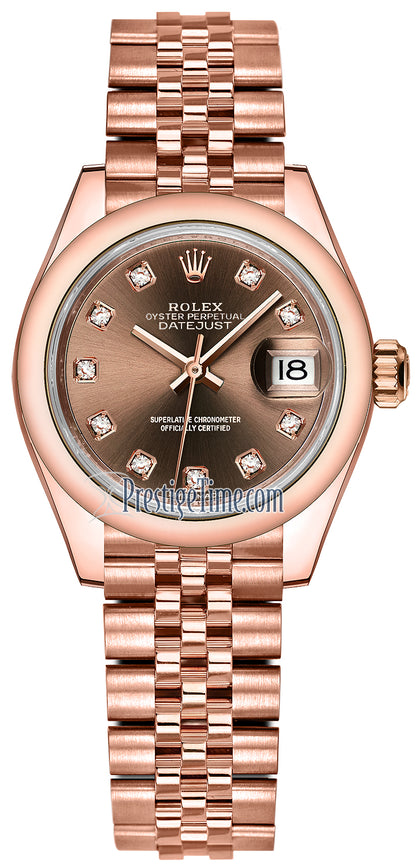 Rolex Lady Datejust 28mm Everose Gold 279165 Chocolate Diamond Jubilee