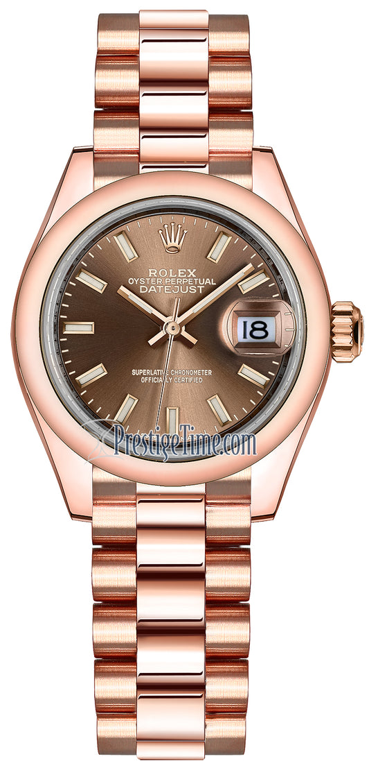 Rolex Lady Datejust 28mm Everose Gold 279165 Chocolate Index President