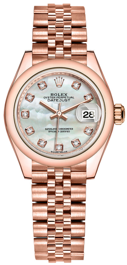 Rolex Lady Datejust 28mm Everose Gold 279165 MOP Diamond Jubilee