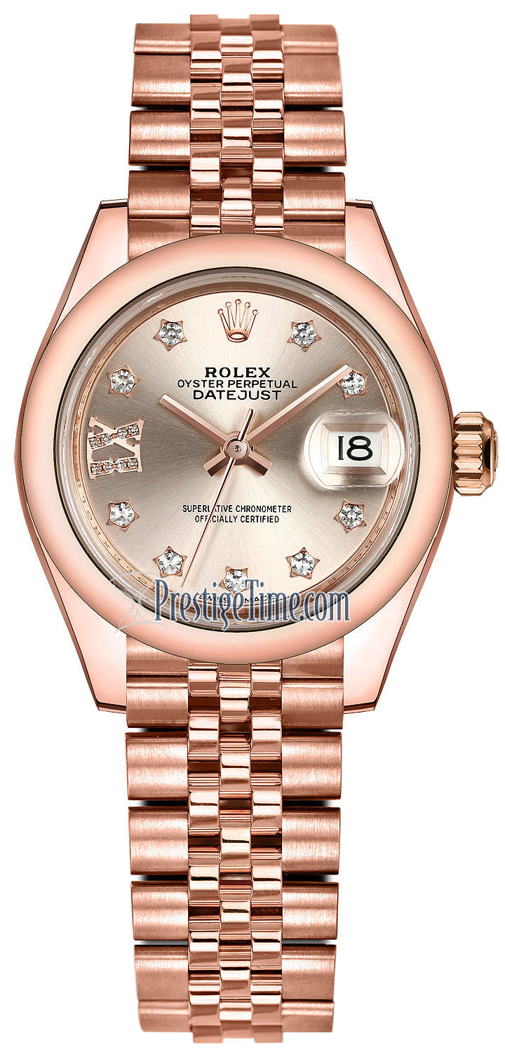 Rolex Lady Datejust 28mm Everose Gold 279165 Sundust 17 Diamond Jubilee