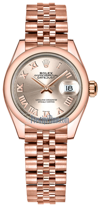 Rolex Lady Datejust 28mm Everose Gold 279165 Sundust Roman Jubilee