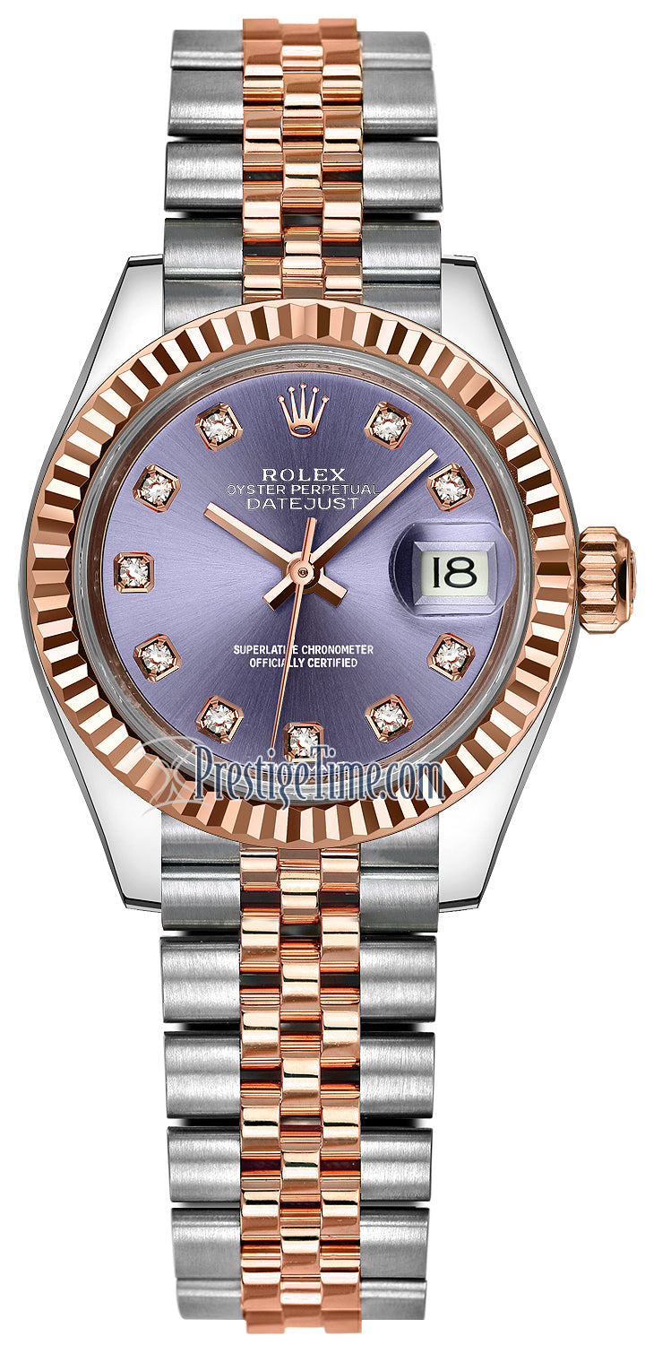 Rolex Lady Datejust 28mm Stainless Steel and Everose Gold 279171 Aubergine Diamond Jubilee