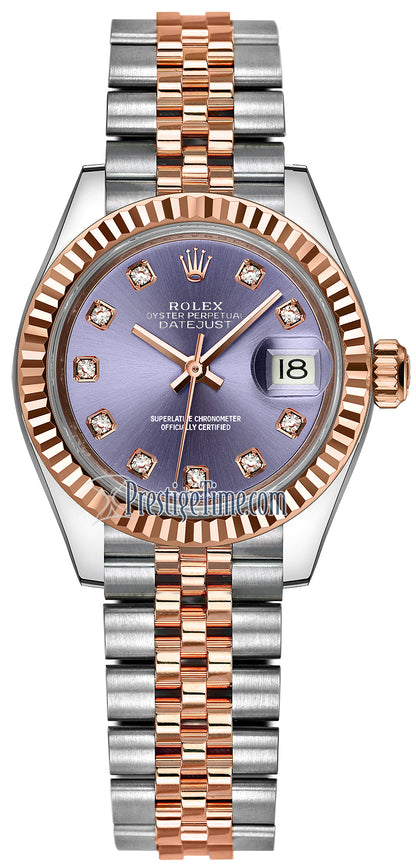 Rolex Lady Datejust 28mm Stainless Steel and Everose Gold 279171 Aubergine Diamond Jubilee