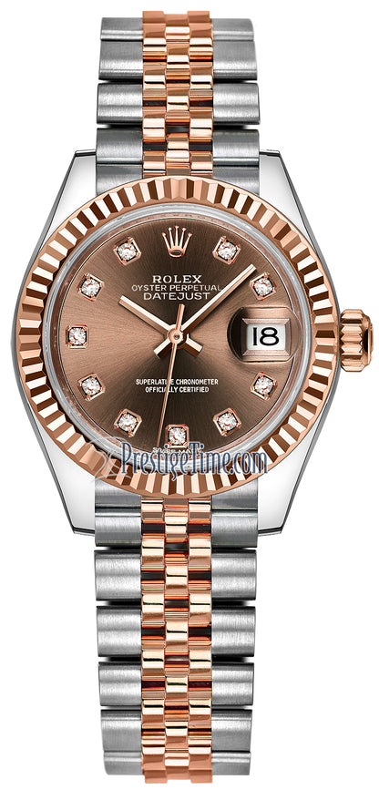 Rolex Lady Datejust 28mm Stainless Steel and Everose Gold 279171 Chocolate Diamond Jubilee