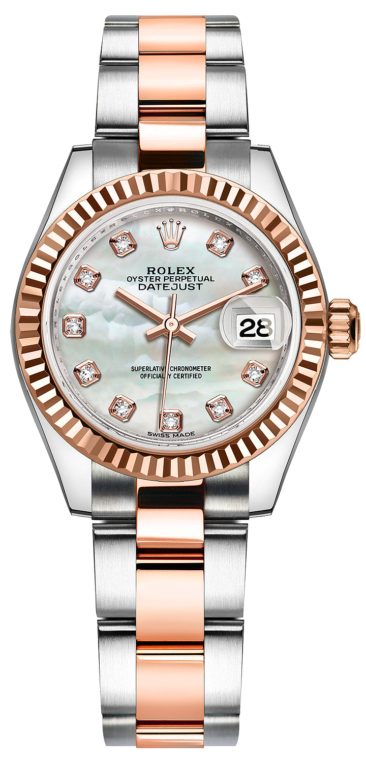 Rolex Lady Datejust 28mm Stainless Steel and Everose Gold 279171 MOP Diamond Oyster