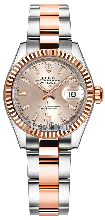 Rolex Lady Datejust 28mm Stainless Steel and Everose Gold 279171 Sundust Index Oyster