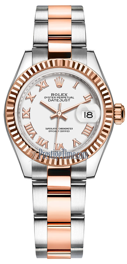 Rolex Lady Datejust 28mm Stainless Steel and Everose Gold 279171 White Roman Oyster