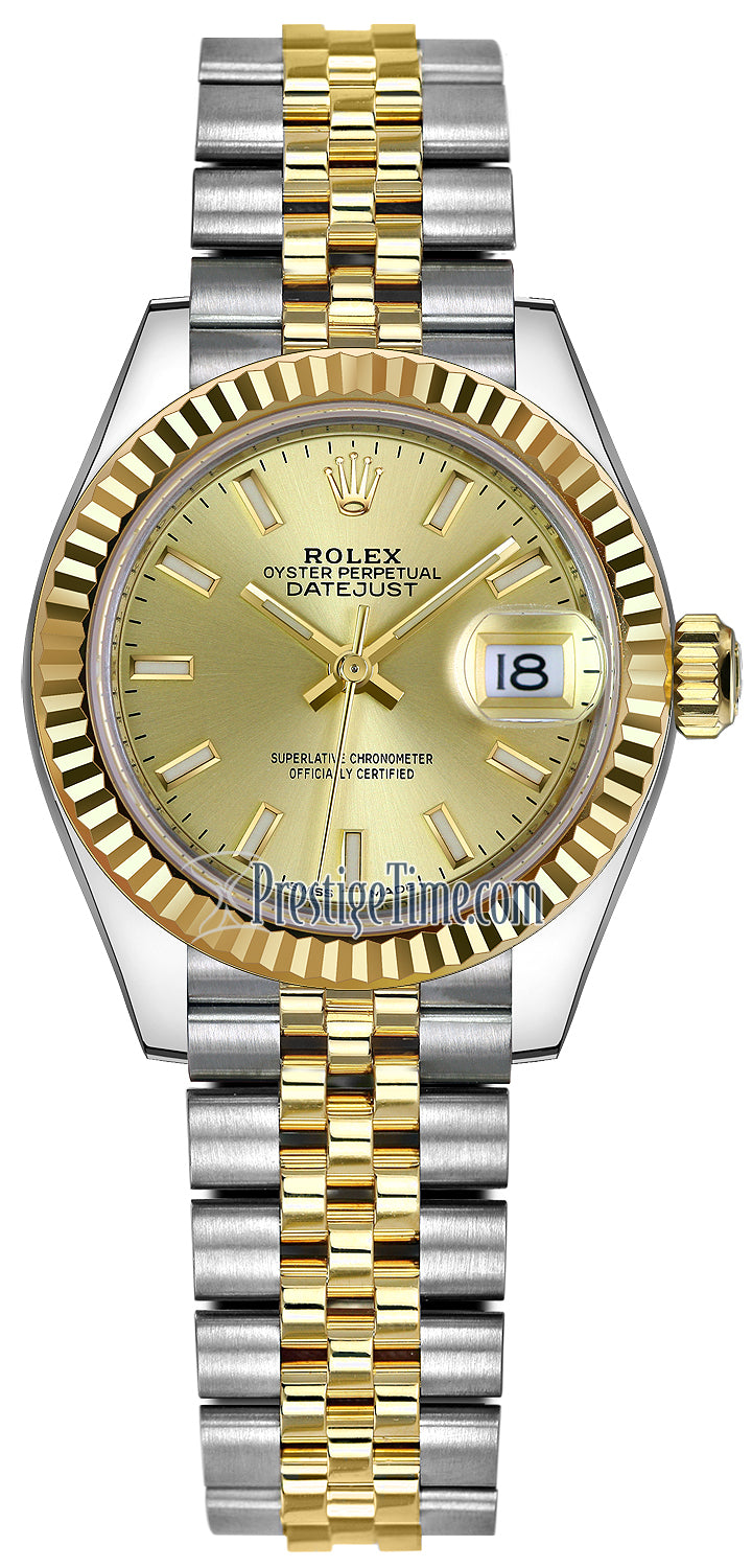 Rolex Lady Datejust 28mm Stainless Steel and Yellow Gold 279173 Champagne Index Jubilee