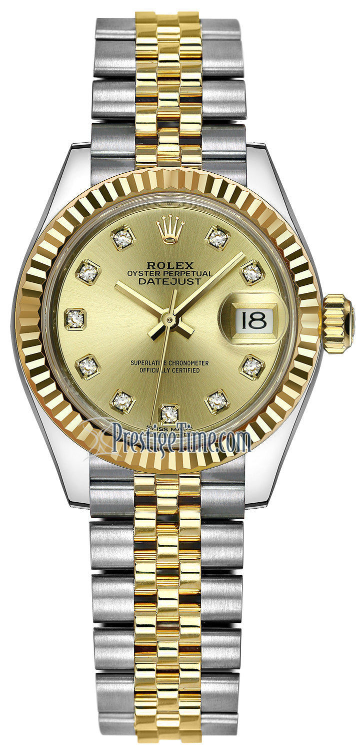 Rolex Lady Datejust 28mm Stainless Steel and Yellow Gold 279173 Champagne Diamond Jubilee