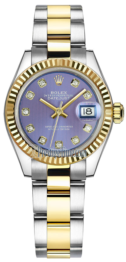 Rolex Lady Datejust 28mm Stainless Steel and Yellow Gold 279173 Lavender Diamond Oyster