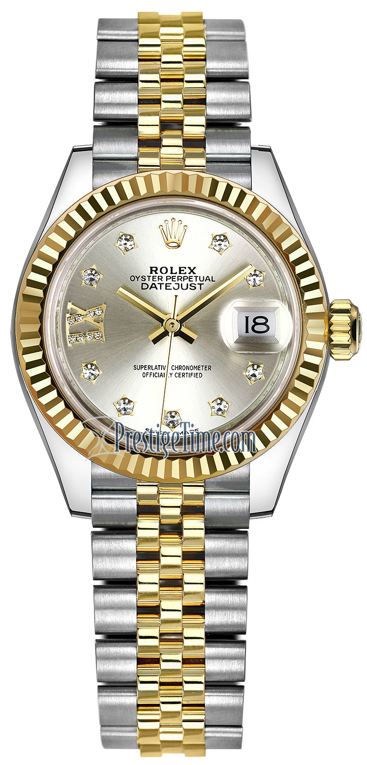 Rolex Lady Datejust 28mm Stainless Steel and Yellow Gold 279173 Silver 17 Diamond Jubilee