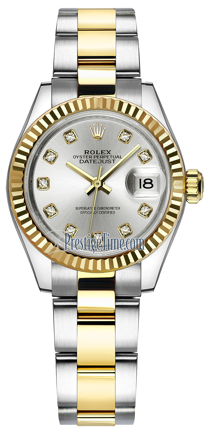 Rolex Lady Datejust 28mm Stainless Steel and Yellow Gold 279173 Silver Diamond Oyster