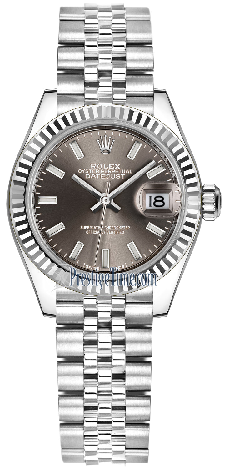 Rolex Lady Datejust 28mm Stainless Steel 279174 Dark Grey Index Jubilee