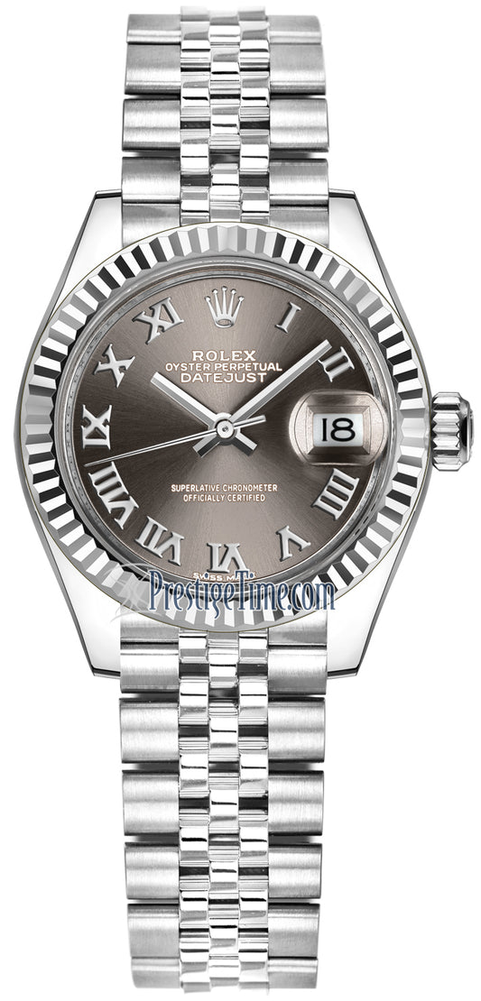 Rolex Lady Datejust 28mm Stainless Steel 279174 Dark Grey Roman Jubilee