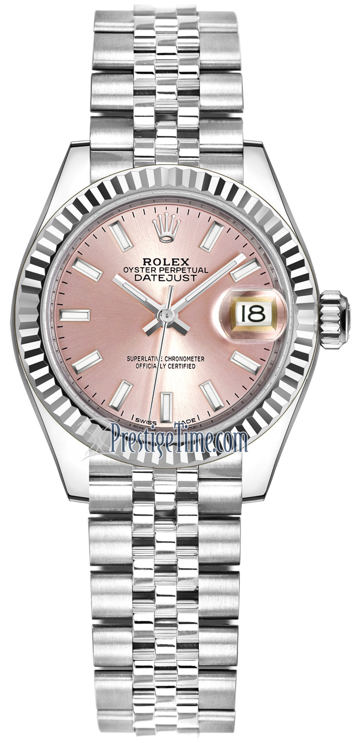 Rolex Lady Datejust 28mm Stainless Steel 279174 Pink Index Jubilee