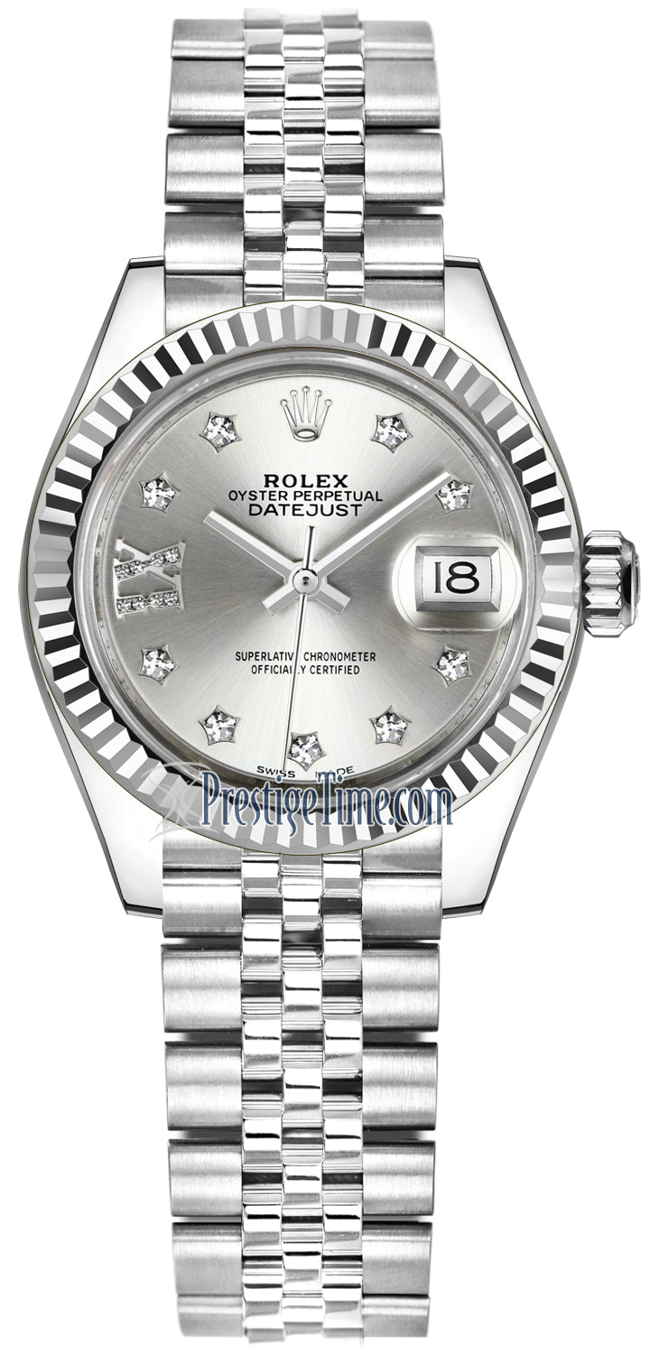 Rolex Lady Datejust 28mm Stainless Steel 279174 Silver 17 Diamond Jubilee