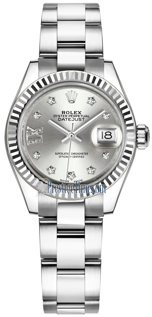 Rolex Lady Datejust 28mm Stainless Steel 279174 Silver 17 Diamond Oyster