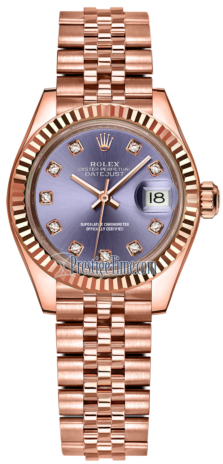 Rolex Lady Datejust 28mm Everose Gold 279175 Aubergine Diamond Jubilee