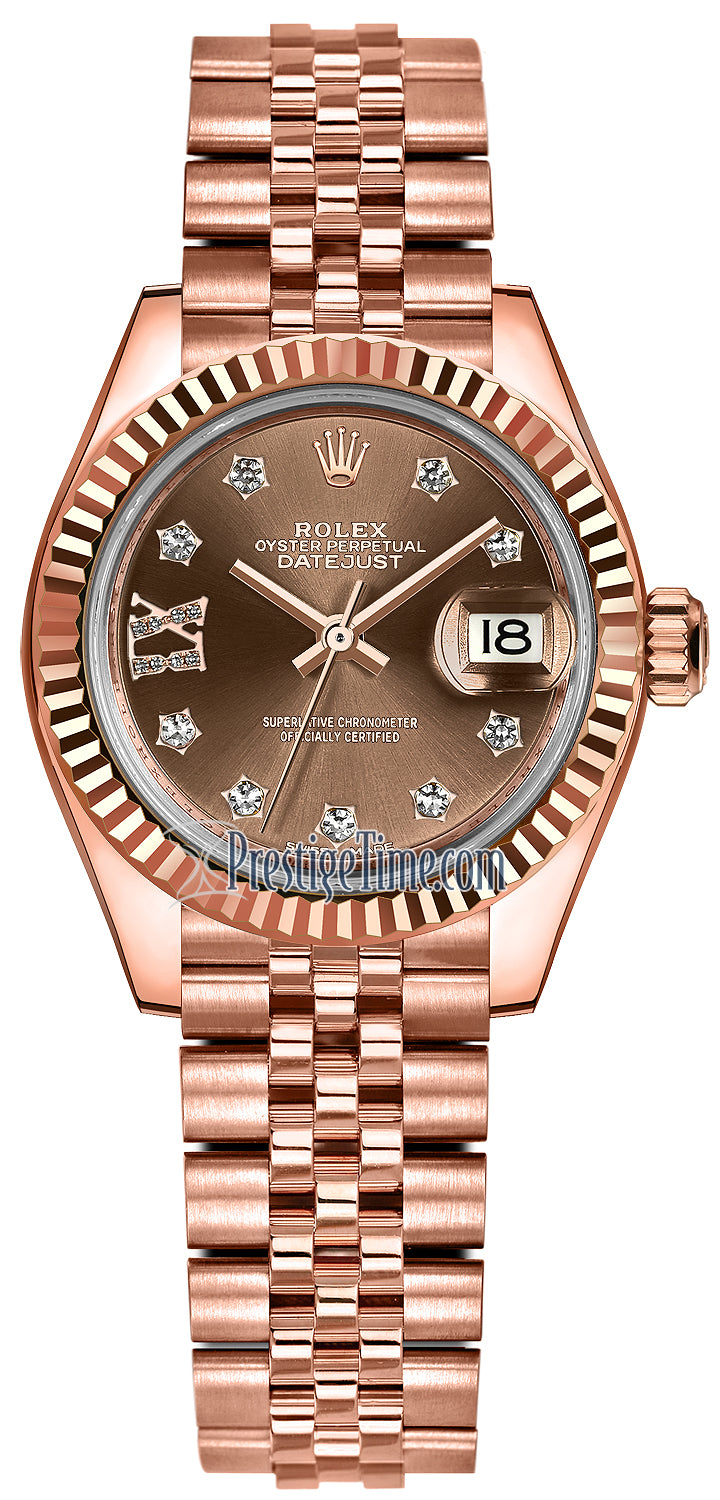 Rolex Lady Datejust 28mm Everose Gold 279175 Chocolate 17 Diamond Jubilee