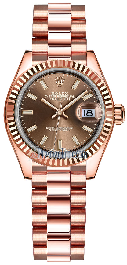 Rolex Lady Datejust 28mm Everose Gold 279175 Chocolate Index President