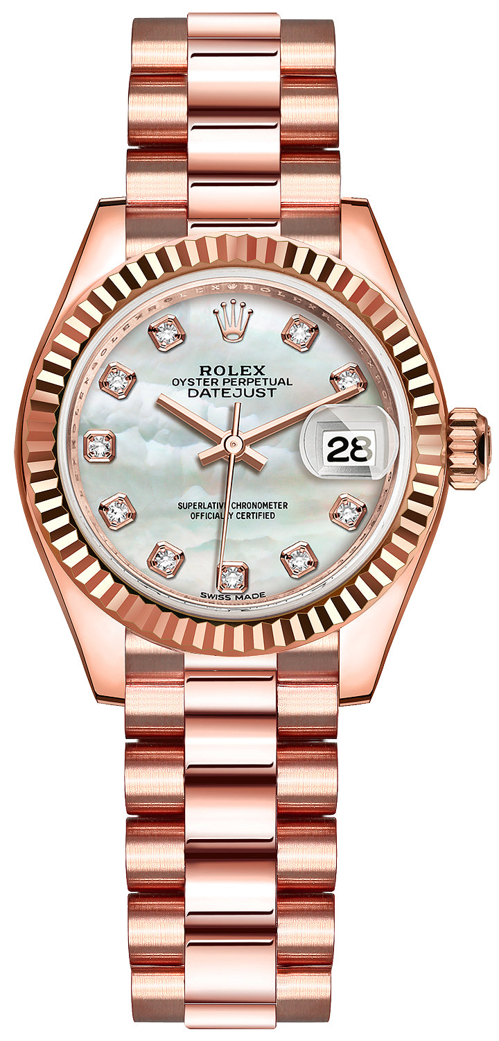 Rolex Lady Datejust 28mm Everose Gold 279175 MOP Diamond President