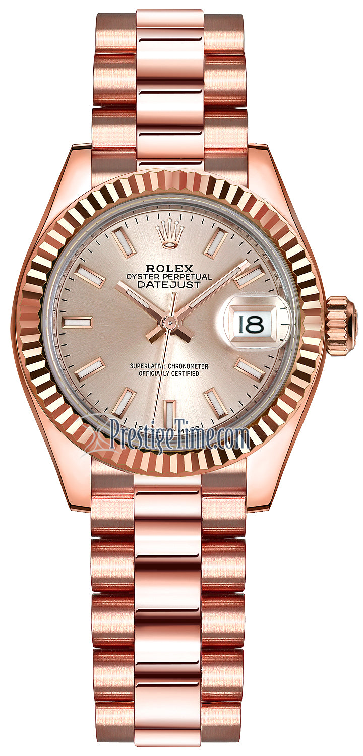 Rolex Lady Datejust 28mm Everose Gold 279175 Sundust Index President