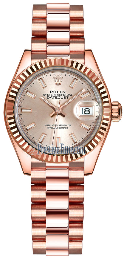 Rolex Lady Datejust 28mm Everose Gold 279175 Sundust Index President