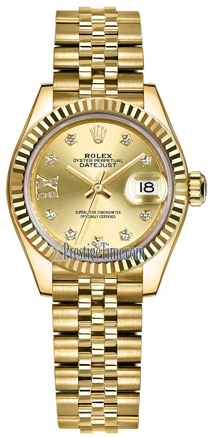 Rolex Lady Datejust 28mm Yellow Gold 279178 Champagne 17 Diamond Jubilee