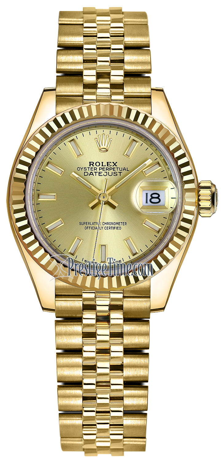 Rolex Lady Datejust 28mm Yellow Gold 279178 Champagne Index Jubilee