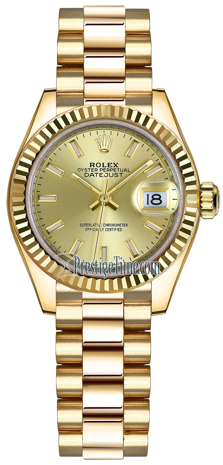 Rolex Lady Datejust 28mm Yellow Gold 279178 Champagne Index President