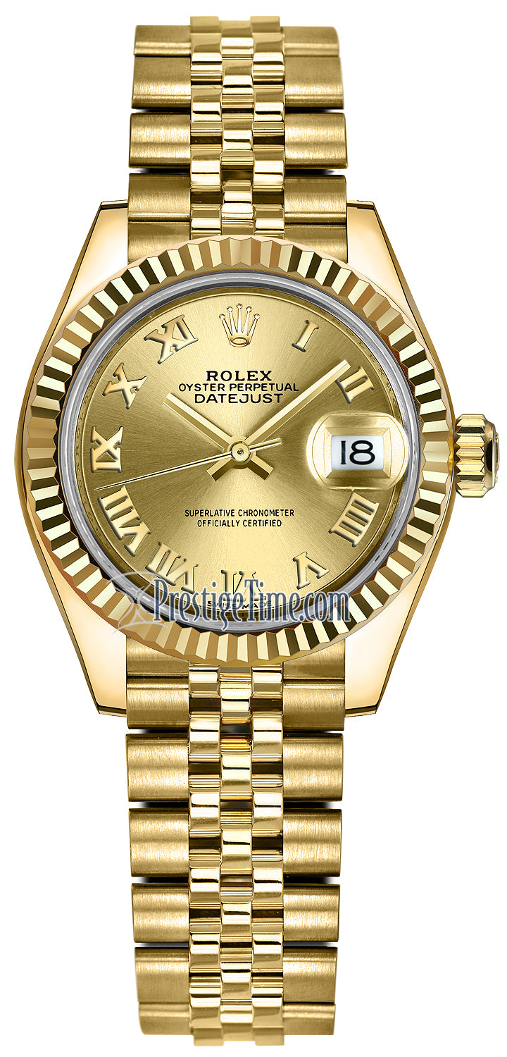 Rolex Lady Datejust 28mm Yellow Gold 279178 Champagne Roman Jubilee