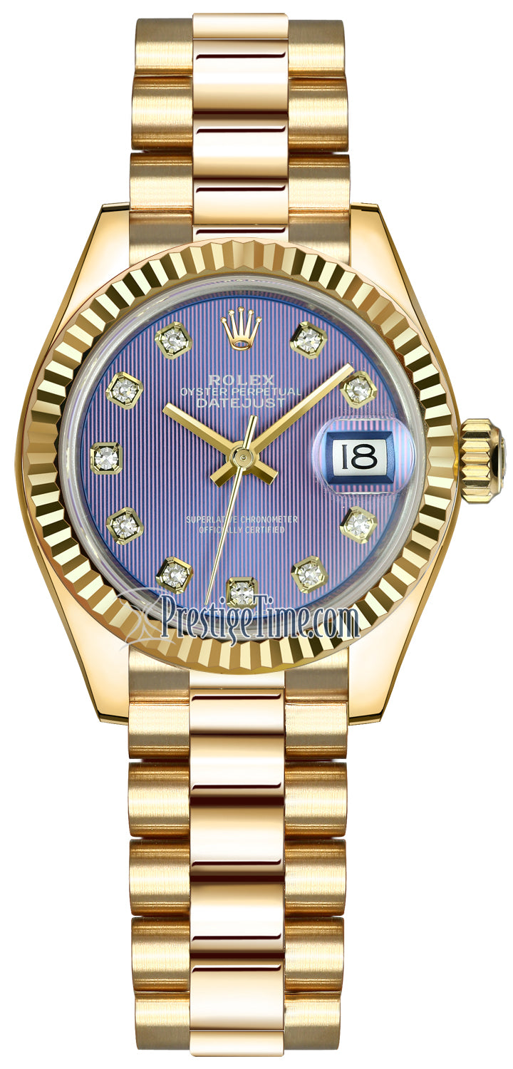 Rolex Lady Datejust 28mm Yellow Gold 279178 Lavender Diamond President