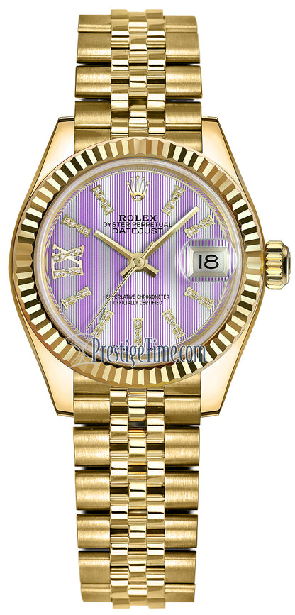 Rolex Lady Datejust 28mm Yellow Gold 279178 Lilac 44 Diamond Jubilee