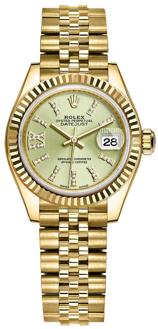 Rolex Lady Datejust 28mm Yellow Gold 279178 Linden Green 44 Diamond Jubilee