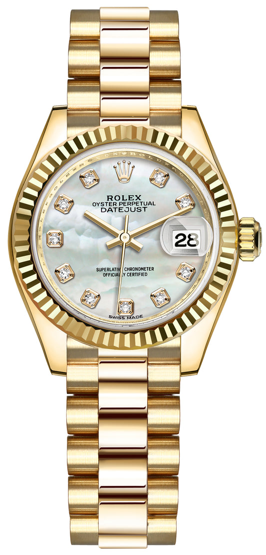 Rolex Lady Datejust 28mm Yellow Gold 279178 MOP Diamond President