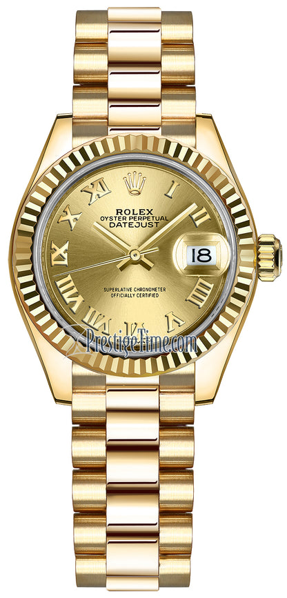 Rolex Lady Datejust 28mm Yellow Gold 279178 Champagne Roman President