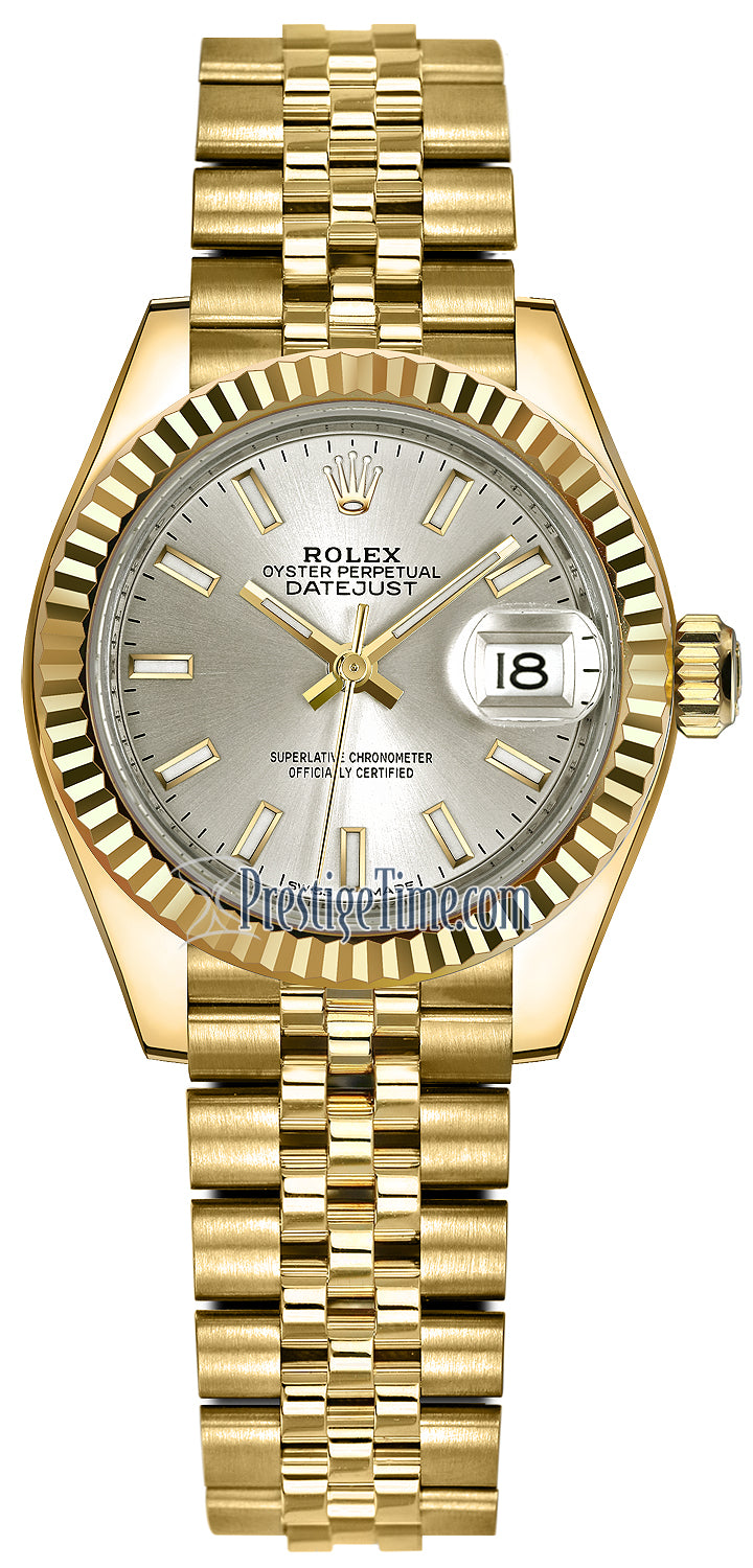 Rolex Lady Datejust 28mm Yellow Gold 279178 Silver Index Jubilee