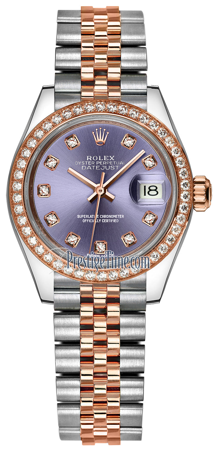 Rolex Lady Datejust 28mm Stainless Steel and Everose Gold 279381RBR Aubergine Diamond Jubilee