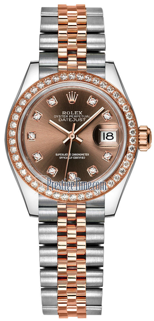 Rolex Lady Datejust 28mm Stainless Steel and Everose Gold 279381RBR Chocolate Diamond Jubilee