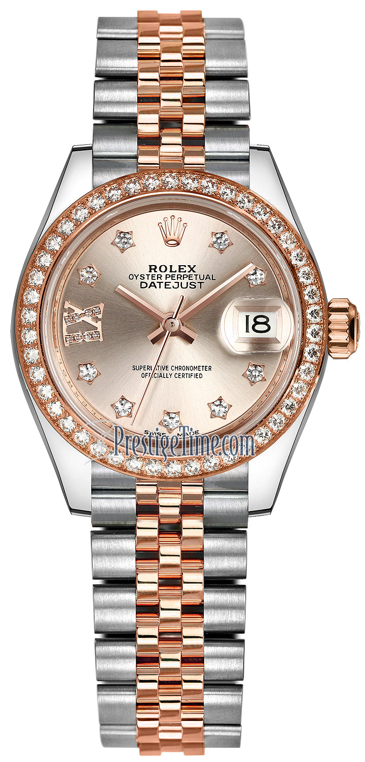 Rolex Lady Datejust 28mm Stainless Steel and Everose Gold 279381RBR Sundust 17 Diamond Jubilee