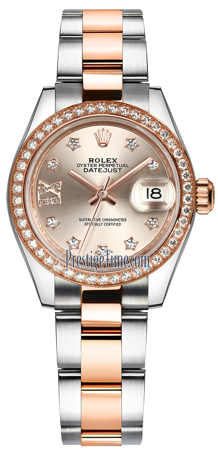 Rolex Lady Datejust 28mm Stainless Steel and Everose Gold 279381RBR Sundust 17 Diamond Oyster