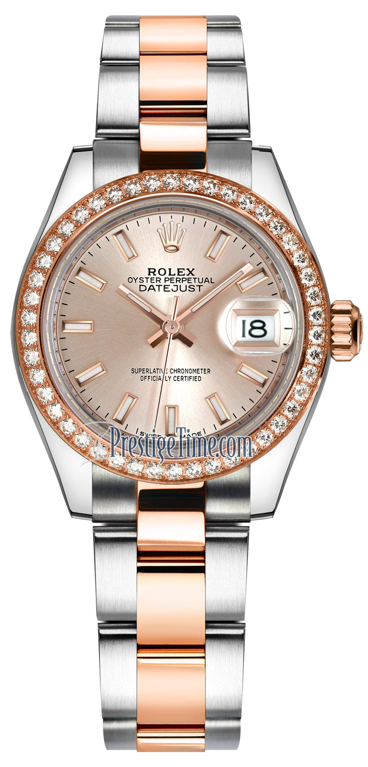 Rolex Lady Datejust 28mm Stainless Steel and Everose Gold 279381RBR Sundust Index Oyster