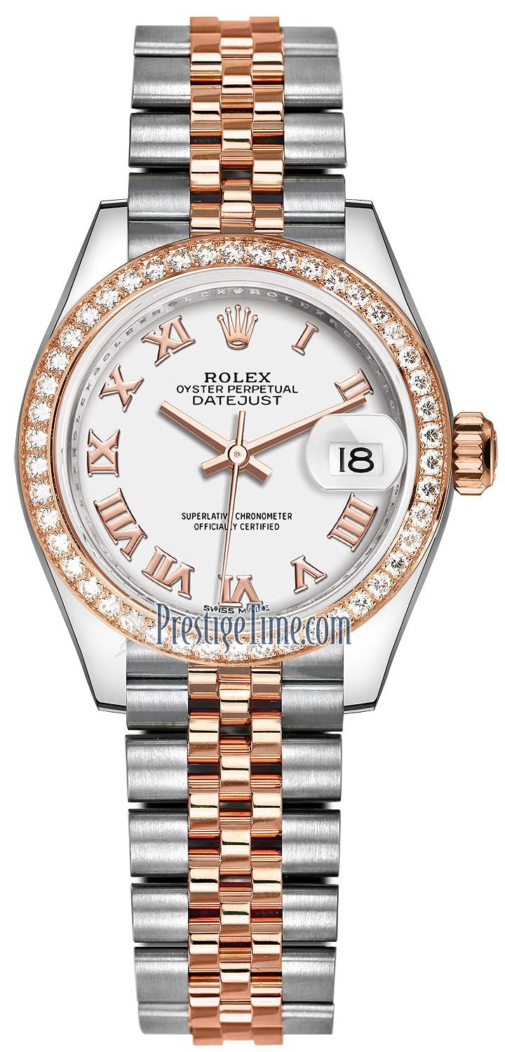 Rolex Lady Datejust 28mm Stainless Steel and Everose Gold 279381RBR White Roman Jubilee