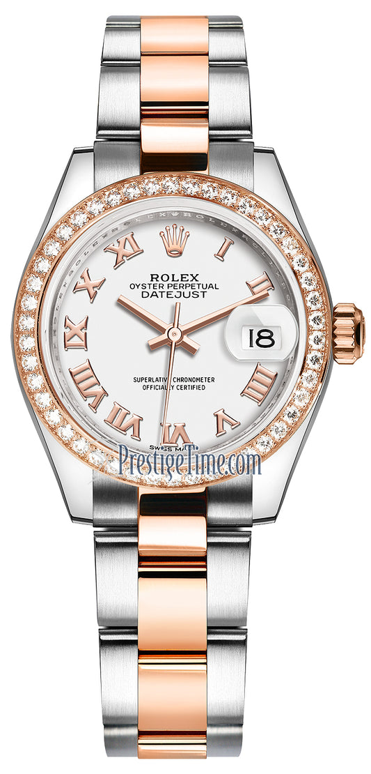 Rolex Lady Datejust 28mm Stainless Steel and Everose Gold 279381RBR White Roman Oyster