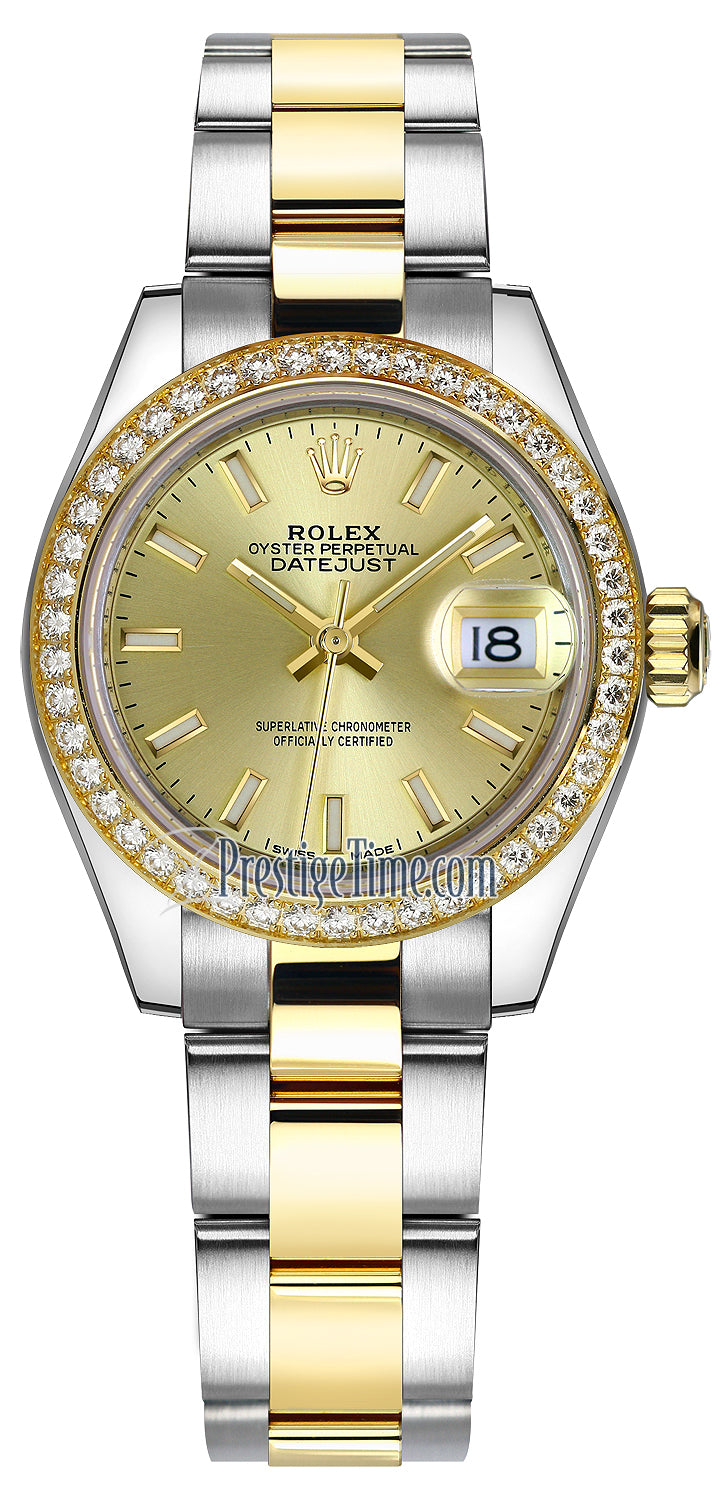 Rolex Lady Datejust 28mm Stainless Steel and Yellow Gold 279383RBR Champagne Index Oyster