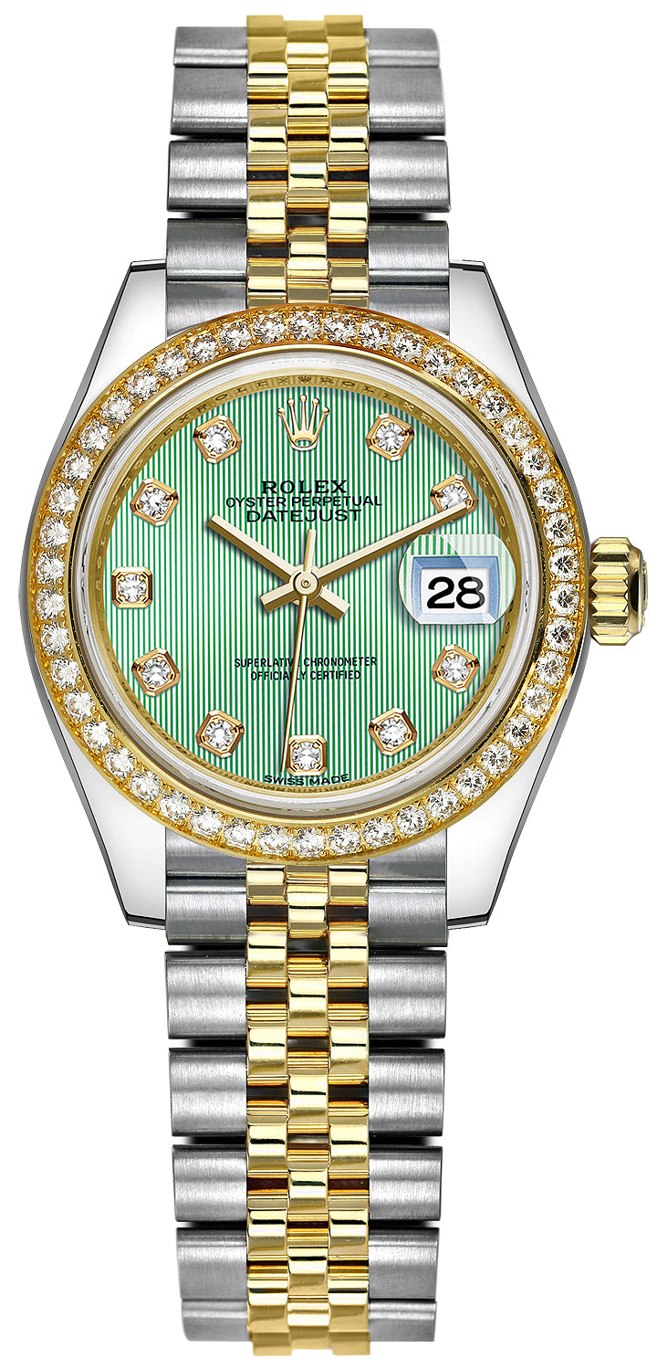 Rolex Lady Datejust 28mm Stainless Steel and Yellow Gold 279383RBR Mint Green Diamond Jubilee