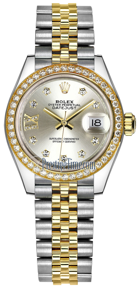 Rolex Lady Datejust 28mm Stainless Steel and Yellow Gold 279383RBR Silver 17 Diamond Jubilee